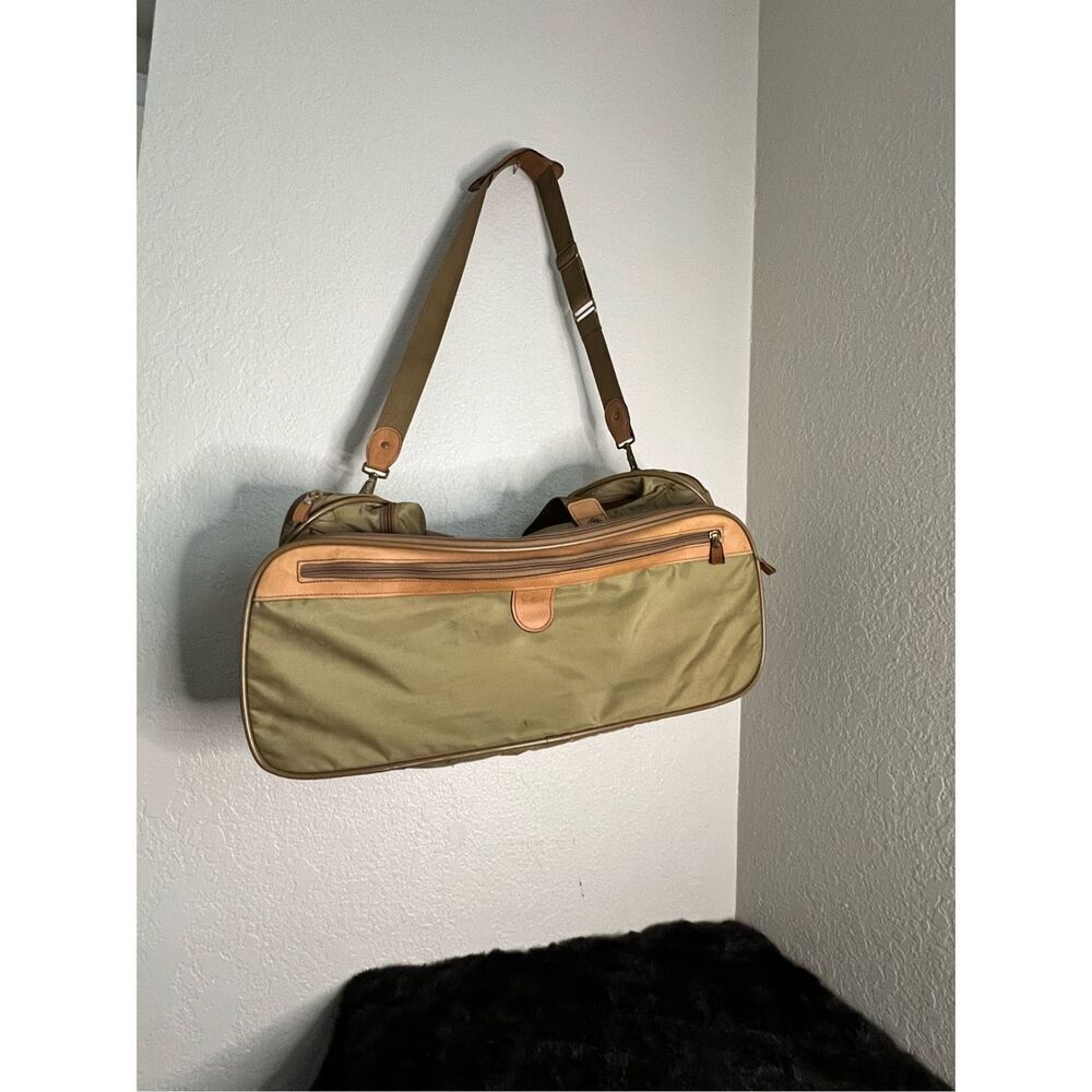 Hartmann Packcloth Carry On‎ Soft Duffle w Belting Leather Trim Coffee Color